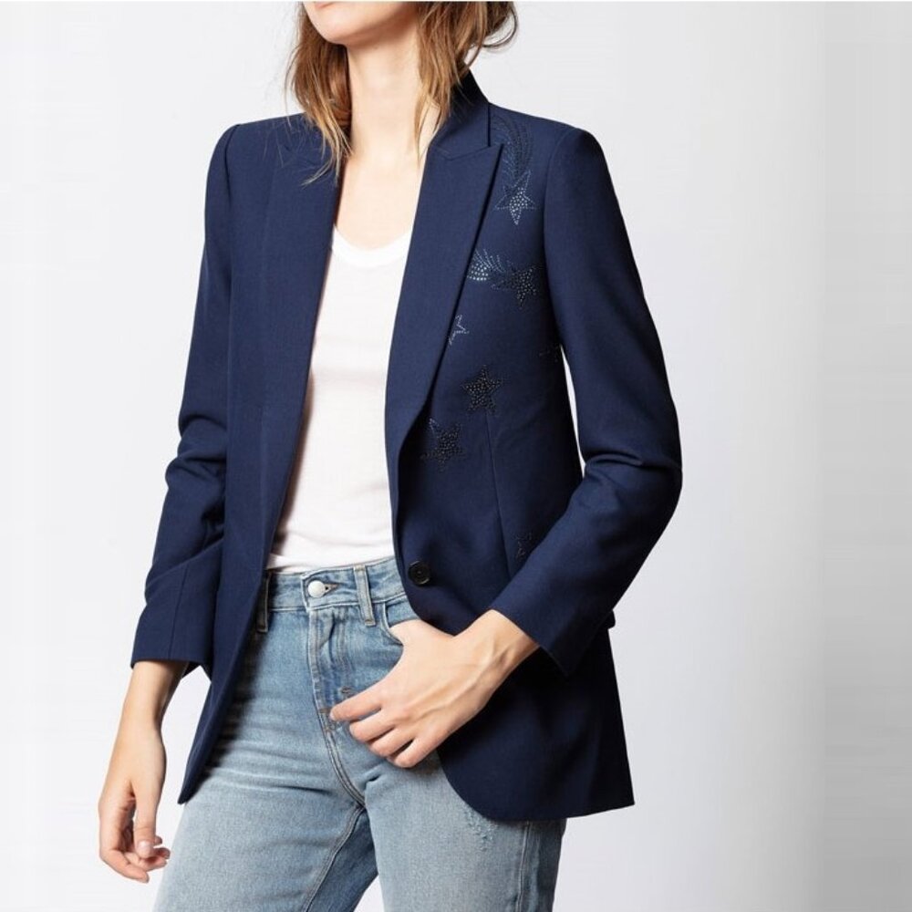 NWT - Zadig & Voltaire Viva Bis Strass Jacket NAVY ๐ - Picture 2 of 14